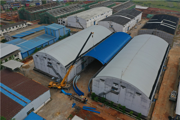 粮食储备库仓间罩棚拱形屋顶工程案例解析粮食储备库仓间罩棚结构图